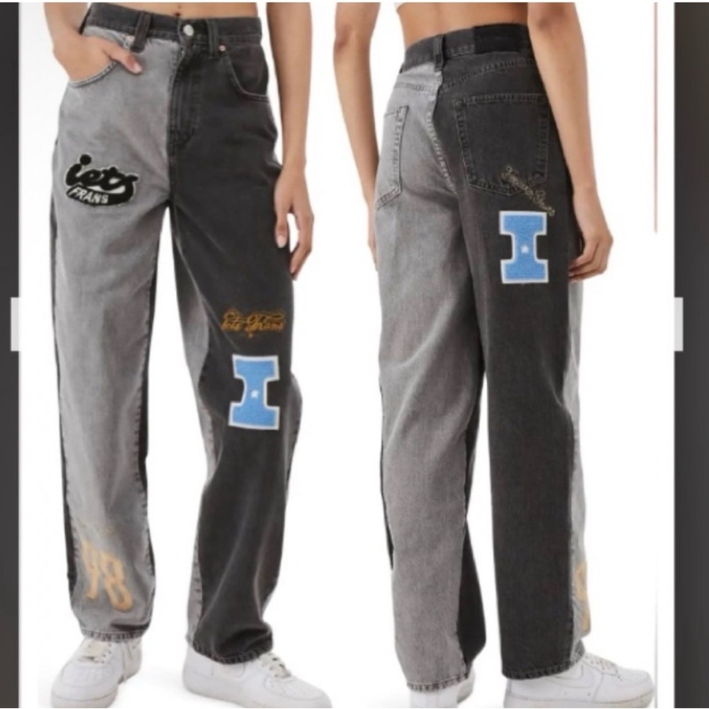 BDG Two-Tone Gray and Black Graphic Jeans